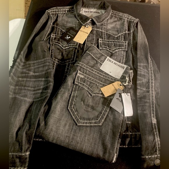 NWT Rare True Religion Ricky and Jimmy Super T RFLKT Complete Denim set - Picture 1 of 10